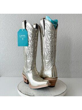 Lane SMOKESHOW Gold Cowboy Boots Western Cowgirl Mid Calf Snip Toe Womens Size 5